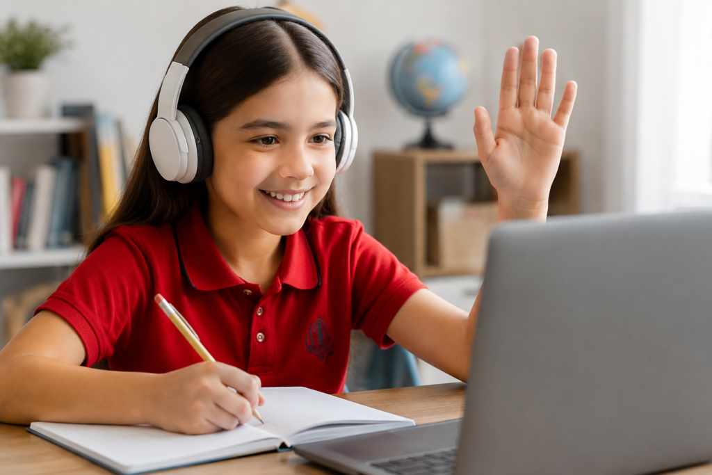 niña estudiando ingles