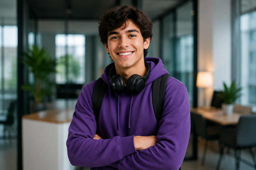 Joven con los brazos cruzados